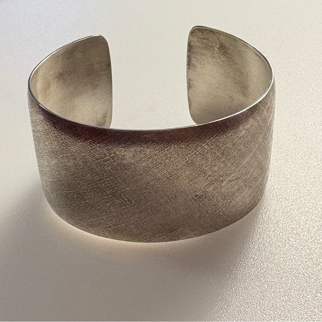 Textured Cuff Bangle Stainless Steel 15 Wide Cuff